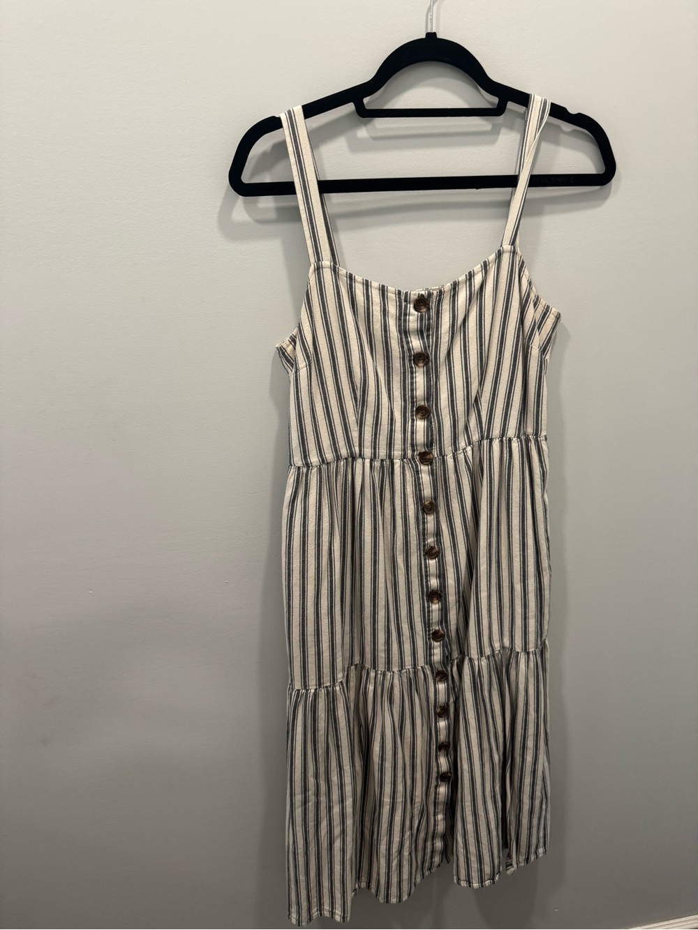 M& S collection Striped Button-Front Summer Midi Dress